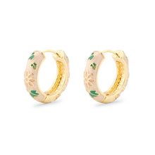 Cargar imagen en el visor de la galería, UJOY Colorful Enamel Floral Hoop Earrings – Gold-Tone Zinc Alloy