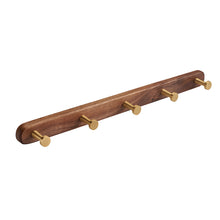 Cargar imagen en el visor de la galería, SARIHOSY Classic 5 Round Hanger Hook Rack Walnut Wood Rack Zinc Alloy Hooks With Gold Plated for Bathroom Kitchen Living Room 103-5