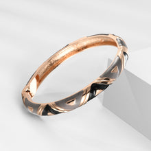 Load image into Gallery viewer, UJOY Cloisonne Bangle Black and Gray Triangle Pattern Bracelet Gifts for Women Girls