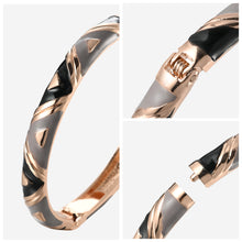 Load image into Gallery viewer, UJOY Cloisonne Bangle Black and Gray Triangle Pattern Bracelet Gifts for Women Girls