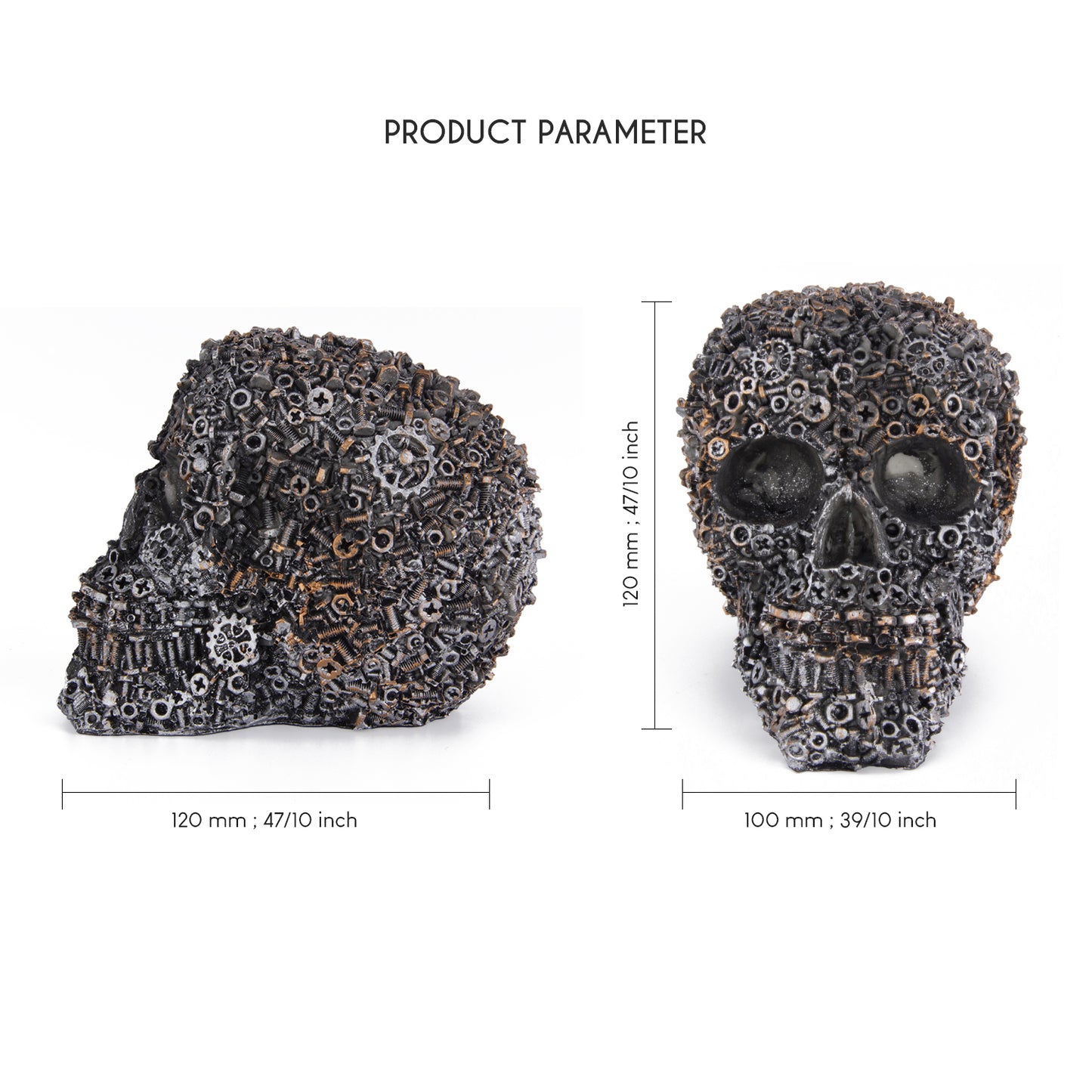 UJOY Resin Screw Skull Human Skull Model for Home Decoration Halloween Skull Statue Human Adult Skull Head Bone Model