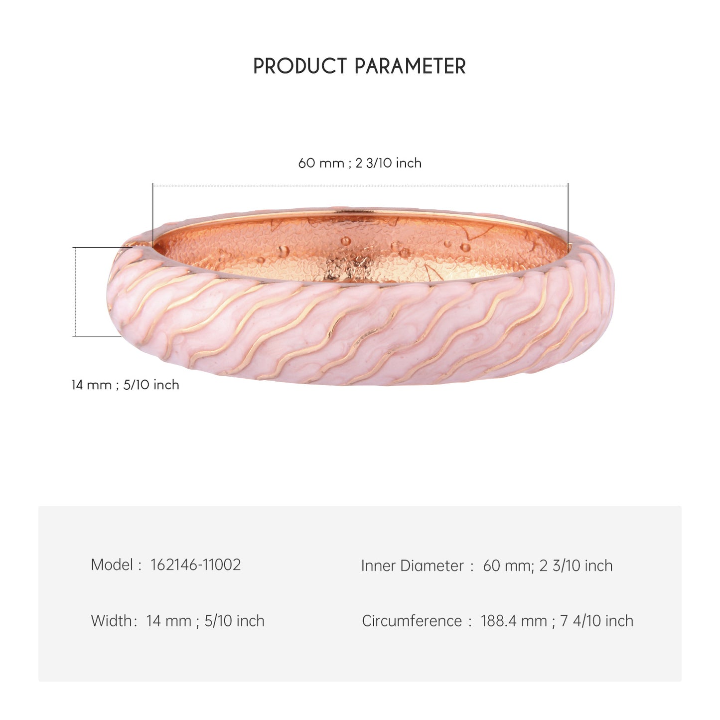 UJOY Cloisonne Bangle Pink Striped Bracelet Bangles for Women Gifts Bracelet Gifts