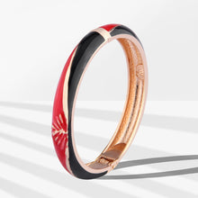 Load image into Gallery viewer, UJOY Cloisonne Bangle Pink Blue Gradient Rose Gold Bracelet Gifts for Women Girls 319105