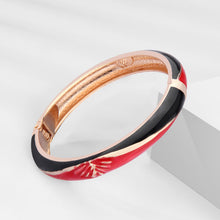 Load image into Gallery viewer, UJOY Cloisonne Bangle Pink Blue Gradient Rose Gold Bracelet Gifts for Women Girls 319105