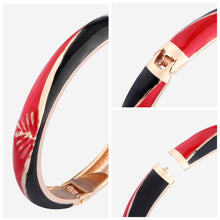 Load image into Gallery viewer, UJOY Cloisonne Bangle Pink Blue Gradient Rose Gold Bracelet Gifts for Women Girls 319105