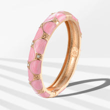 Load image into Gallery viewer, UJOY Cloisonne Bangle Pink Green Black Gold Striped Bracelet Women Classic Metal Bracelet 172146