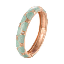 Load image into Gallery viewer, UJOY Cloisonne Bangle Pink Green Black Gold Striped Bracelet Women Classic Metal Bracelet 172146