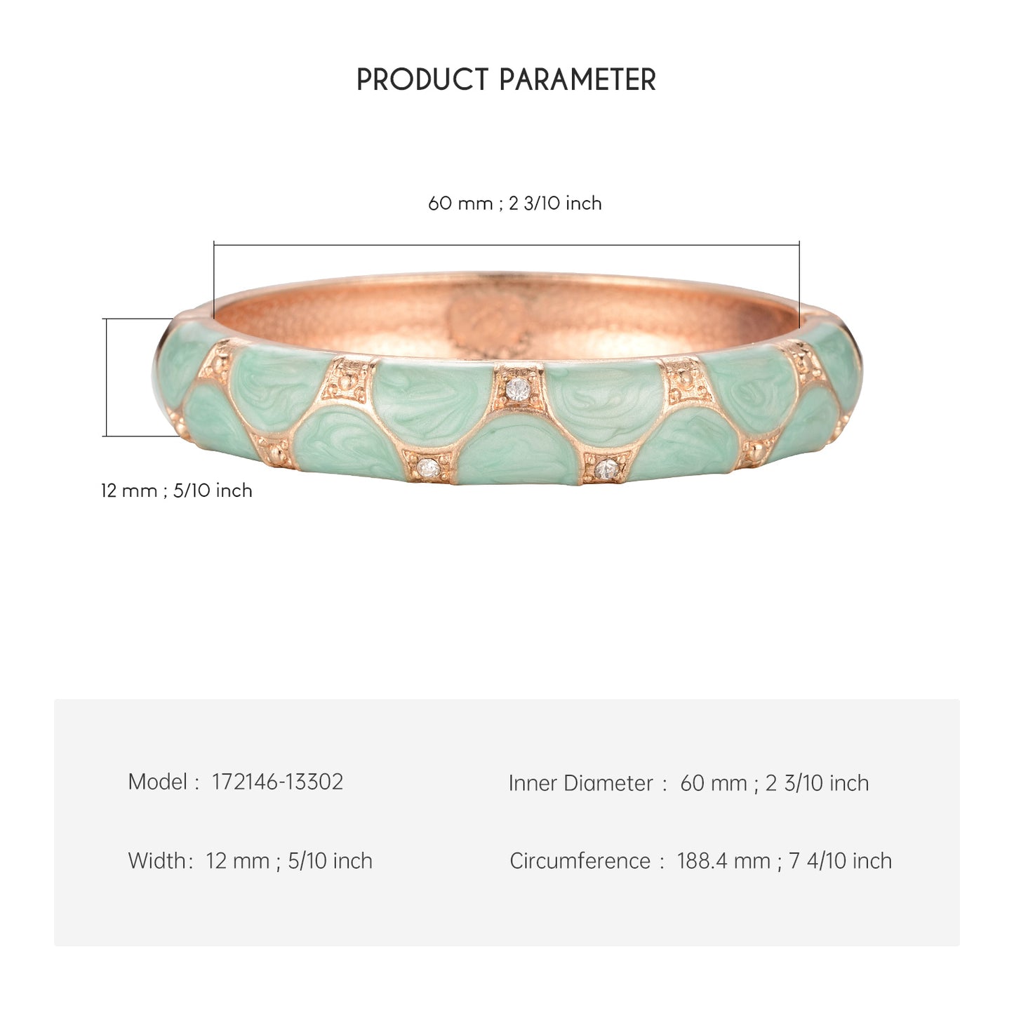 UJOY Cloisonne Bangle Pink Green Black Gold Striped Bracelet Women Classic Metal Bracelet 172146