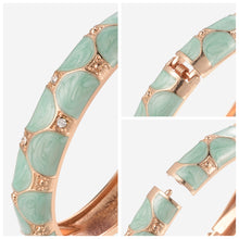 Load image into Gallery viewer, UJOY Cloisonne Bangle Pink Green Black Gold Striped Bracelet Women Classic Metal Bracelet 172146