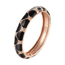Load image into Gallery viewer, UJOY Cloisonne Bangle Pink Green Black Gold Striped Bracelet Women Classic Metal Bracelet 172146