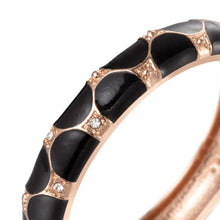 Load image into Gallery viewer, UJOY Cloisonne Bangle Pink Green Black Gold Striped Bracelet Women Classic Metal Bracelet 172146