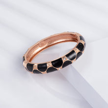 Load image into Gallery viewer, UJOY Cloisonne Bangle Pink Green Black Gold Striped Bracelet Women Classic Metal Bracelet 172146