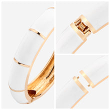 Load image into Gallery viewer, UJOY Cloisonne Bangle Elegant White Porcelain Bracelet with Gold Bangles for Women Gifts Bracelet Gifts for Women