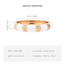 Load image into Gallery viewer, UJOY Cloisonne Bangle Luxurious white porcelain bracelet with diamonds and gold edges