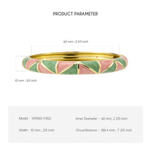 Load image into Gallery viewer, UJOY Vintage Gold Plated Cloisonne Enamel Hinged Bangle, Pink &amp; Green Geometric Segmented Bracelet for Women, Elegant Stackable Jewelry Gift
