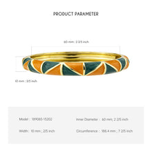 Load image into Gallery viewer, UJOY Vintage Gold Plated Cloisonne Enamel Hinged Bangle, Deep Green &amp; Burnt Orange Geometric Segmented Bracelet for Women, Elegant Stackable Jewelry Gift