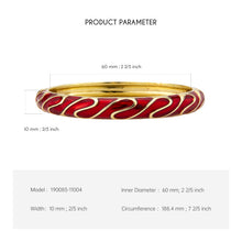 Load image into Gallery viewer, UJOY Vintage Gold Plated Cloisonne Enamel Hinged Bangle, Transparent Wine Red Wavy Line Bracelet for Women, Elegant Stackable Jewelry Gift