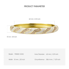 Cargar imagen en el visor de la galería, UJOY Vintage Gold Plated Cloisonne Enamel Hinged Bangle, Cream Marble Swirl Wavy Line Bracelet for Women, Elegant Stackable Jewelry Gift
