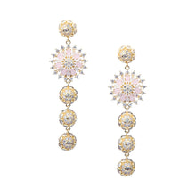 Cargar imagen en el visor de la galería, UJOY Pink Floral Drop Earrings – Gold Plated Zinc Alloy with Crystal Rhinestones