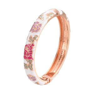 UJOY Cloisonne Bangle Colorful Painted Floral Rose Gold Bracelet Gifts for Women Girls 518105