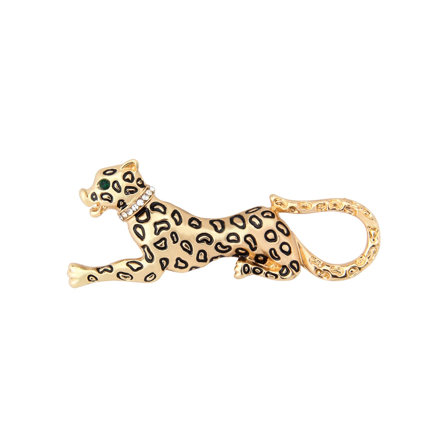 UJOY Gold Leopard Print Brooch Temperament Fashion Diamond-encrusted Brooch Gifts for Men and Women