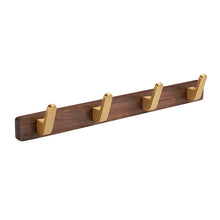 Cargar imagen en el visor de la galería, SARIHOSY 4 Hooks Hangers Rack for Cloth Coat Bag Hanging Walnut Wood Gold Plated Hooks Rack Wall Mounted Coat Rack for Bathroom Kitchen Accessories 102-4