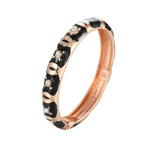 UJOY Cloisonne Bangle Rose Gold Diamond Black  Bracelet Gifts for Mom Women Girls