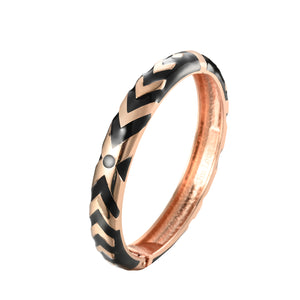 UJOY Cloisonne Bangle Black Green Gold Fashion Striped Bracelet Gifts for Mom Women Girls107105