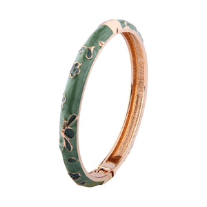 UJOY Cloisonne Bangle Colorful Painted Floral Rose Gold Bracelet Gifts for Women Girls 413085