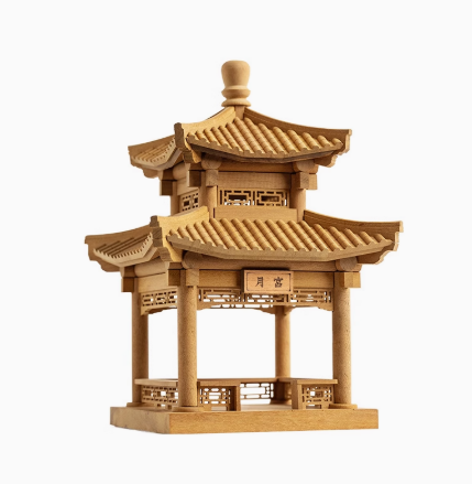 SARIHOSY Natural Wood Moon Palace Mortise and Tenon Building Blocks Ancient Chinese Building Models