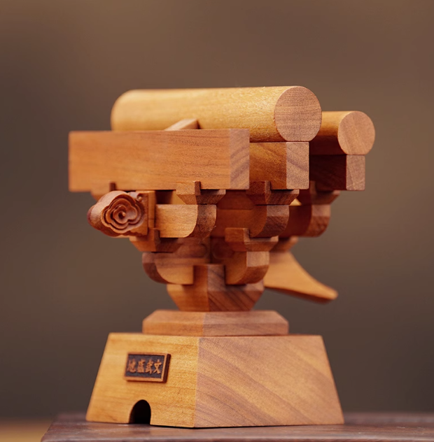 SAROHOSY Natural Wood Xi 'an Drum Tower Bucket Building Block Ancient Building Tenon and Mortise Model Solid Wood