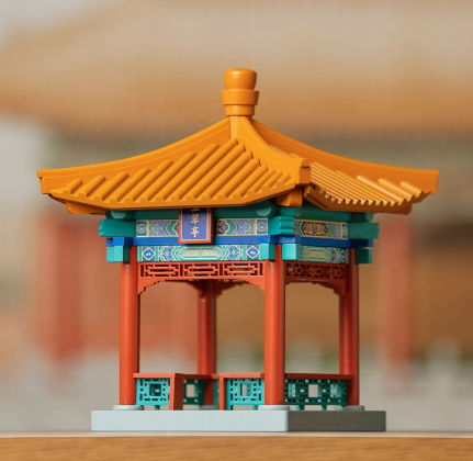 SARIHOSY Natural Wood Forbidden City Yucui Pavilion Mortise and Tenon Building Block Assembly Model Ancient Chinese Building Model