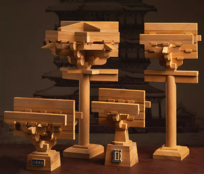 SARIHOSY Natural Wood Yingxian Wooden Tower Bucket Arch Building Block for Adults and Teenagers
