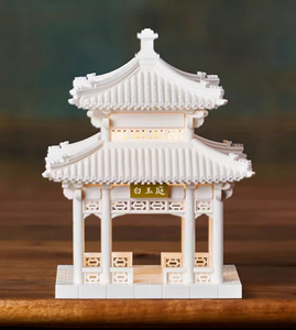 SARIHOSY White Jade Pavilion Mini Mortise and Tenon Building Block Bucket Ancient Chinese Building Gifts for Unisex