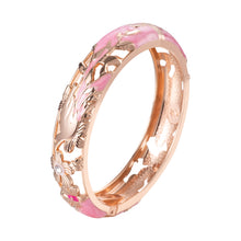 Load image into Gallery viewer, UJOY Cloisonne Bangle Pink Quartz Skeleton Rose Gold Bracelet Gifts for Women Girls 227146