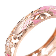 Load image into Gallery viewer, UJOY Cloisonne Bangle Pink Quartz Skeleton Rose Gold Bracelet Gifts for Women Girls 227146