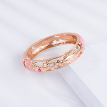 Load image into Gallery viewer, UJOY Cloisonne Bangle Pink Quartz Skeleton Rose Gold Bracelet Gifts for Women Girls 227146