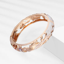 Load image into Gallery viewer, UJOY Cloisonne Bangle Pink Quartz Skeleton Rose Gold Bracelet Gifts for Women Girls 227146
