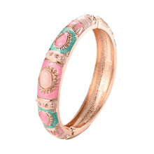Load image into Gallery viewer, UJOY Cloisonne Bangle Rose Gold Pink Sapphire Bracelet Gifts for Women Girls 236146