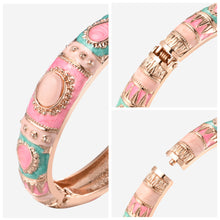 Load image into Gallery viewer, UJOY Cloisonne Bangle Rose Gold Pink Sapphire Bracelet Gifts for Women Girls 236146