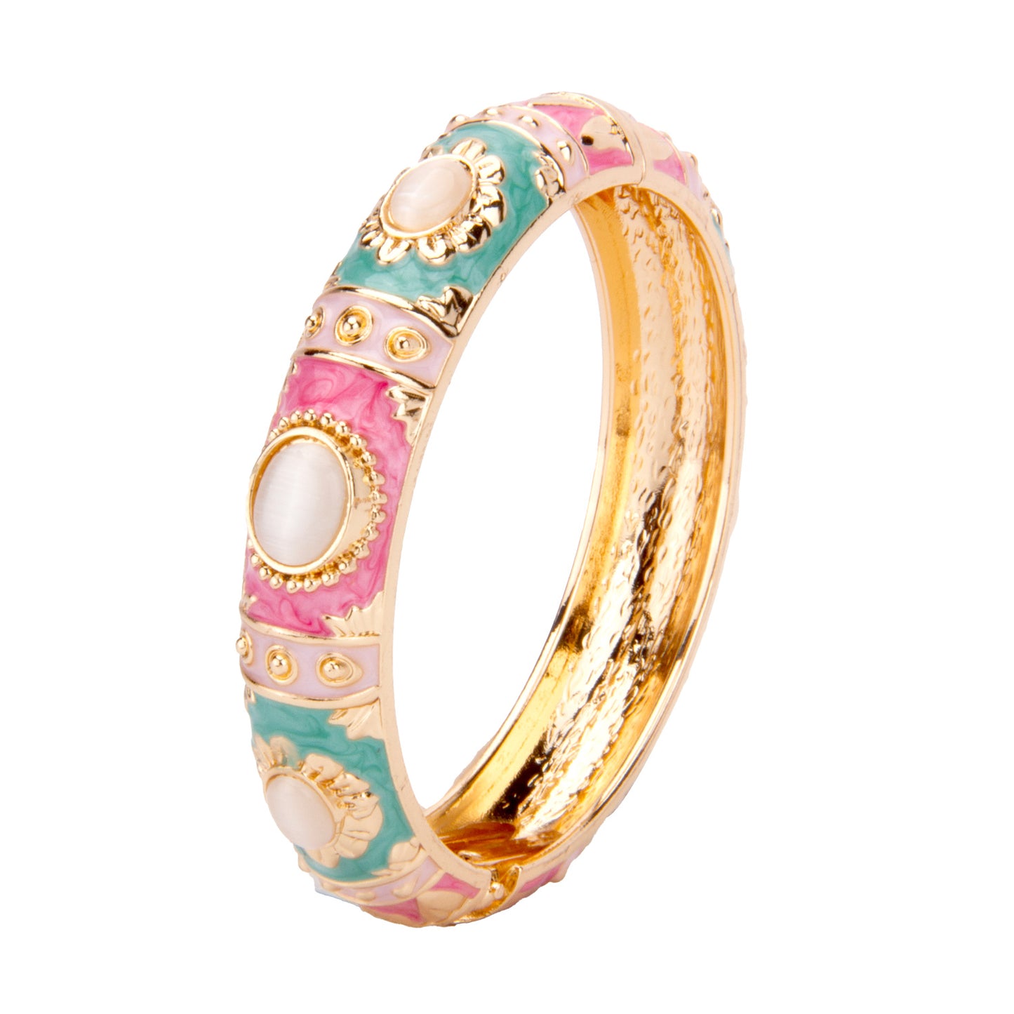 UJOY Cloisonne Bangle Rose Gold Pink Sapphire Bracelet Gifts for Women Girls 237136