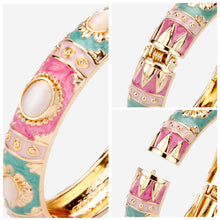 Load image into Gallery viewer, UJOY Cloisonne Bangle Rose Gold Pink Sapphire Bracelet Gifts for Women Girls 237136