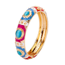 Load image into Gallery viewer, UJOY Cloisonne Bangle Rose Gold Pink Sapphire Bracelet Gifts for Women Girls 237136