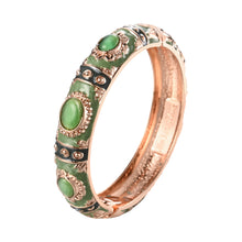 Load image into Gallery viewer, UJOY Cloisonne Bangle Rose Emerald Green Sapphire Bracelet Gifts for Women Girls