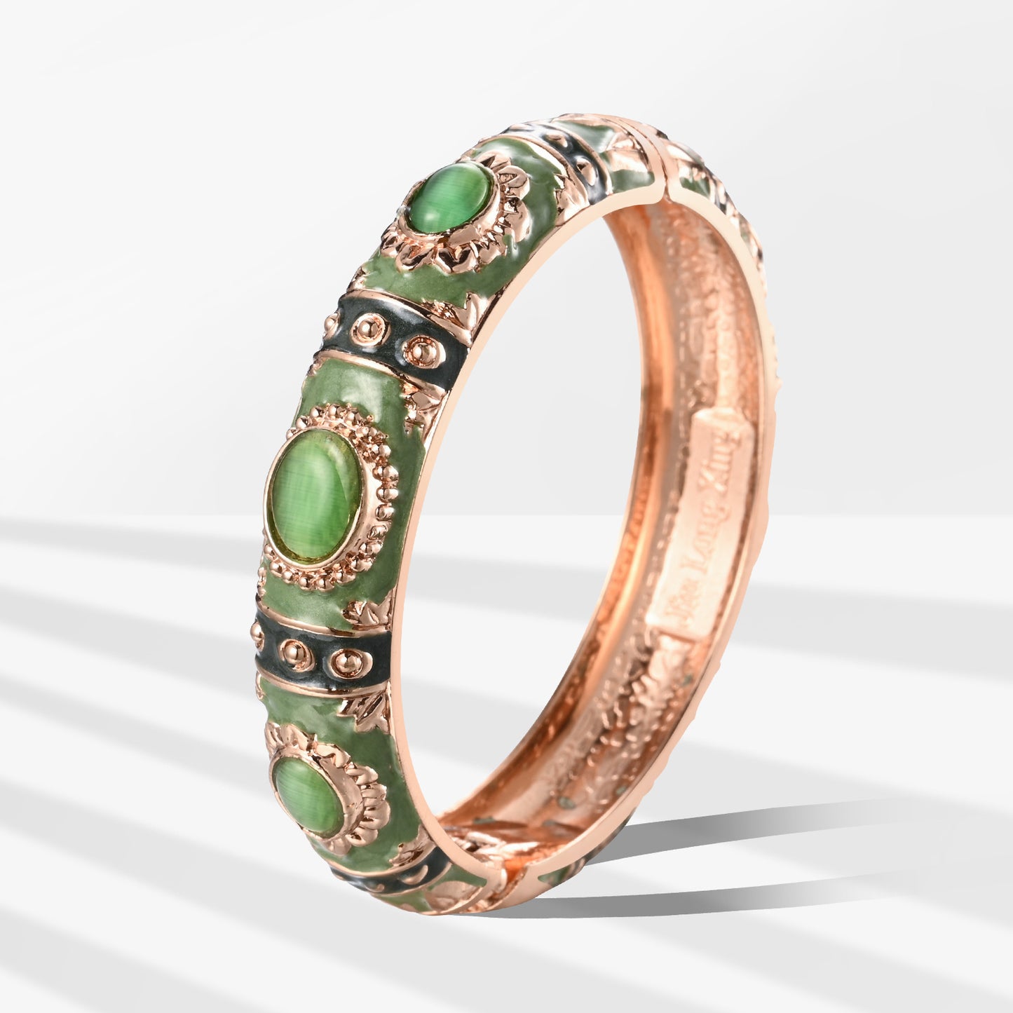 UJOY Cloisonne Bangle Rose Emerald Green Sapphire Bracelet Gifts for Women Girls