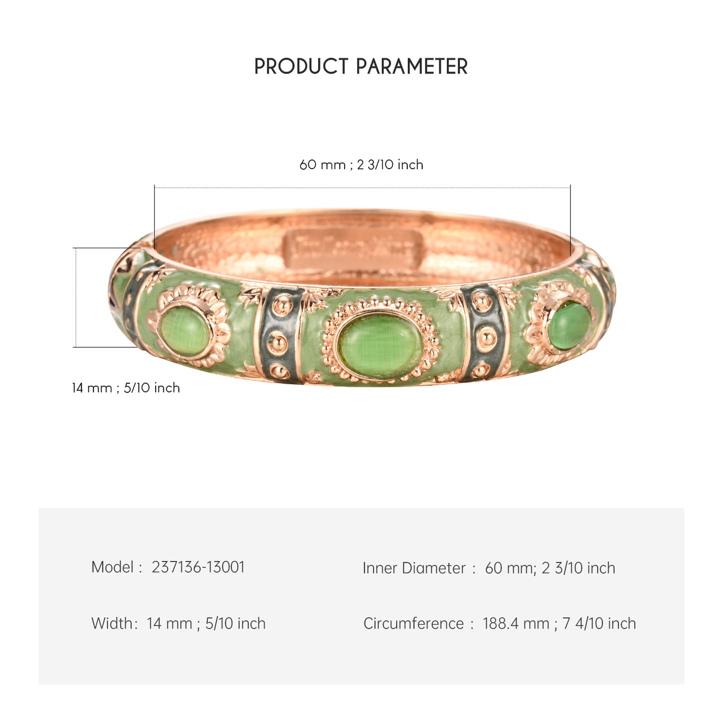 UJOY Cloisonne Bangle Rose Emerald Green Sapphire Bracelet Gifts for Women Girls