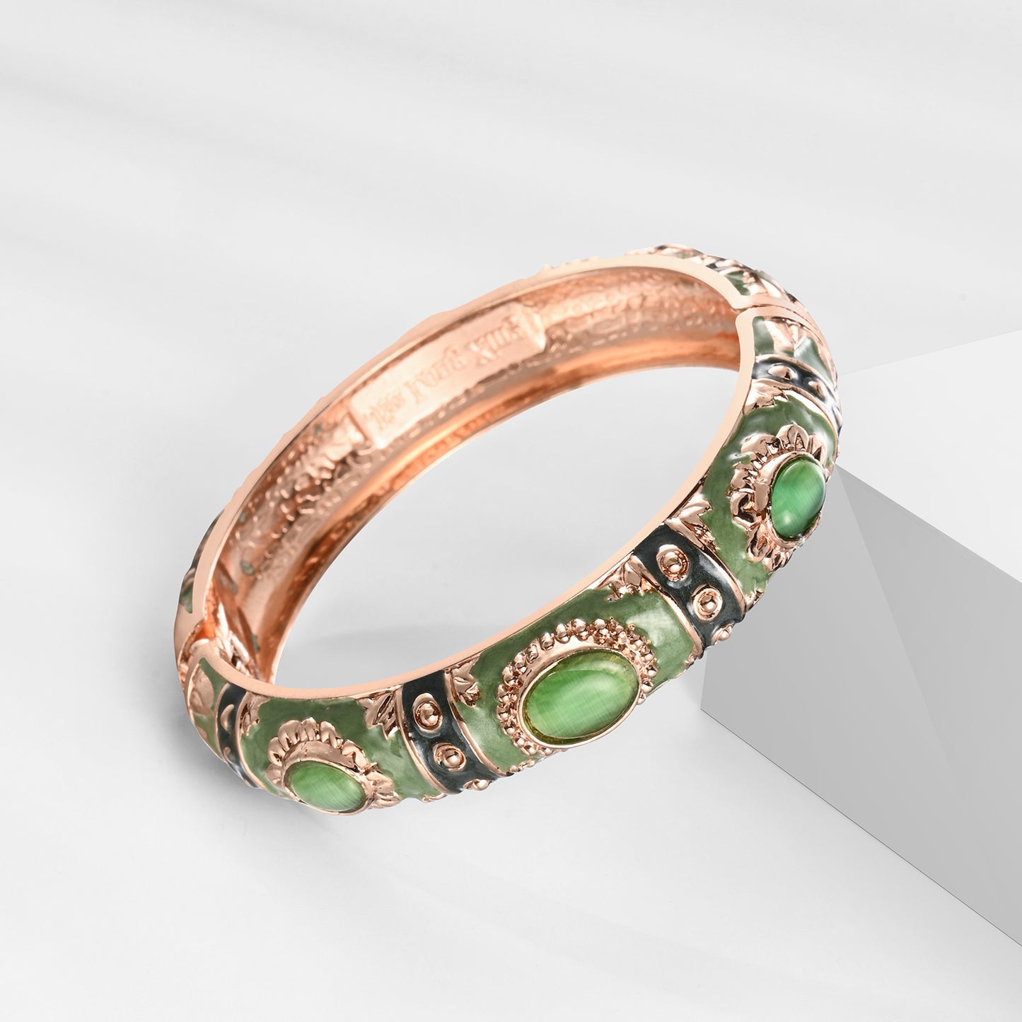 UJOY Cloisonne Bangle Rose Emerald Green Sapphire Bracelet Gifts for Women Girls