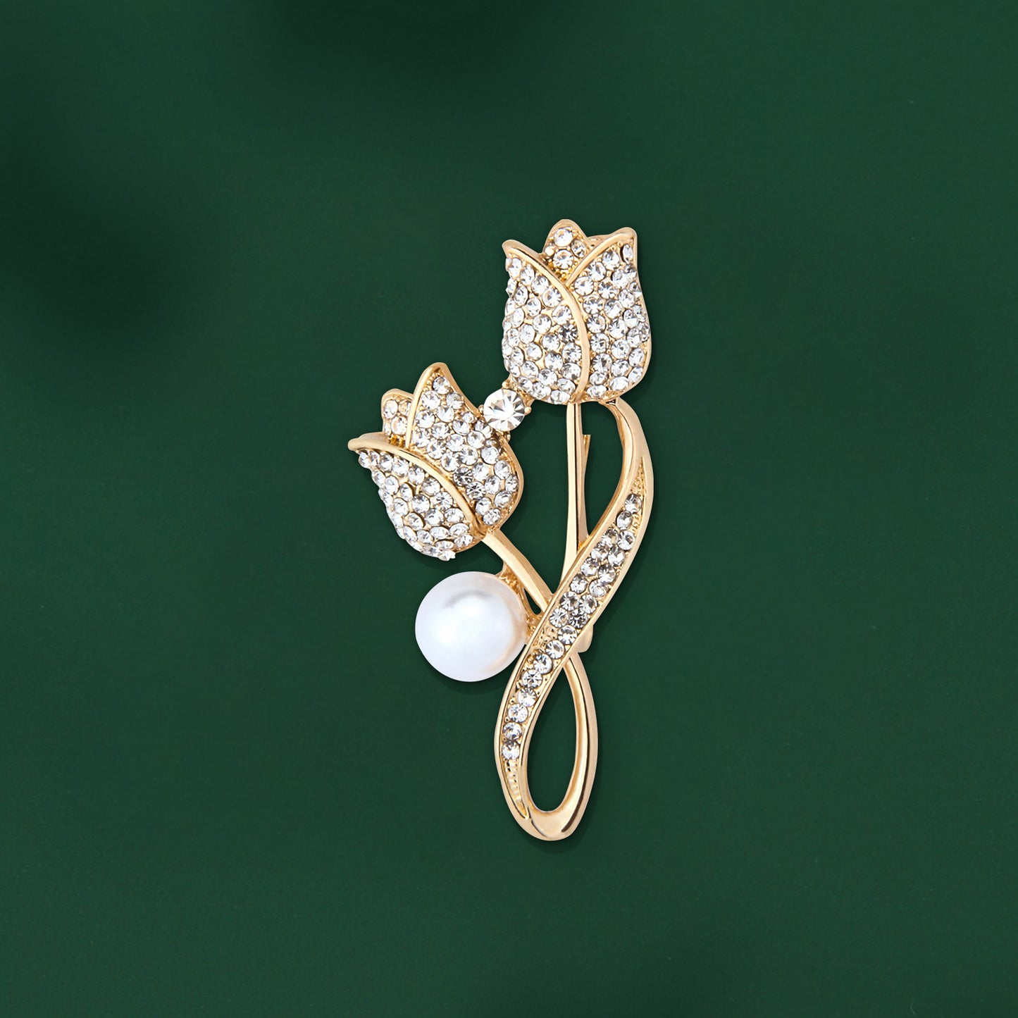 UJOY Gold Pearl Brooch With Diamonds and Pearls Gifts for Men Women Wife Wedding Party