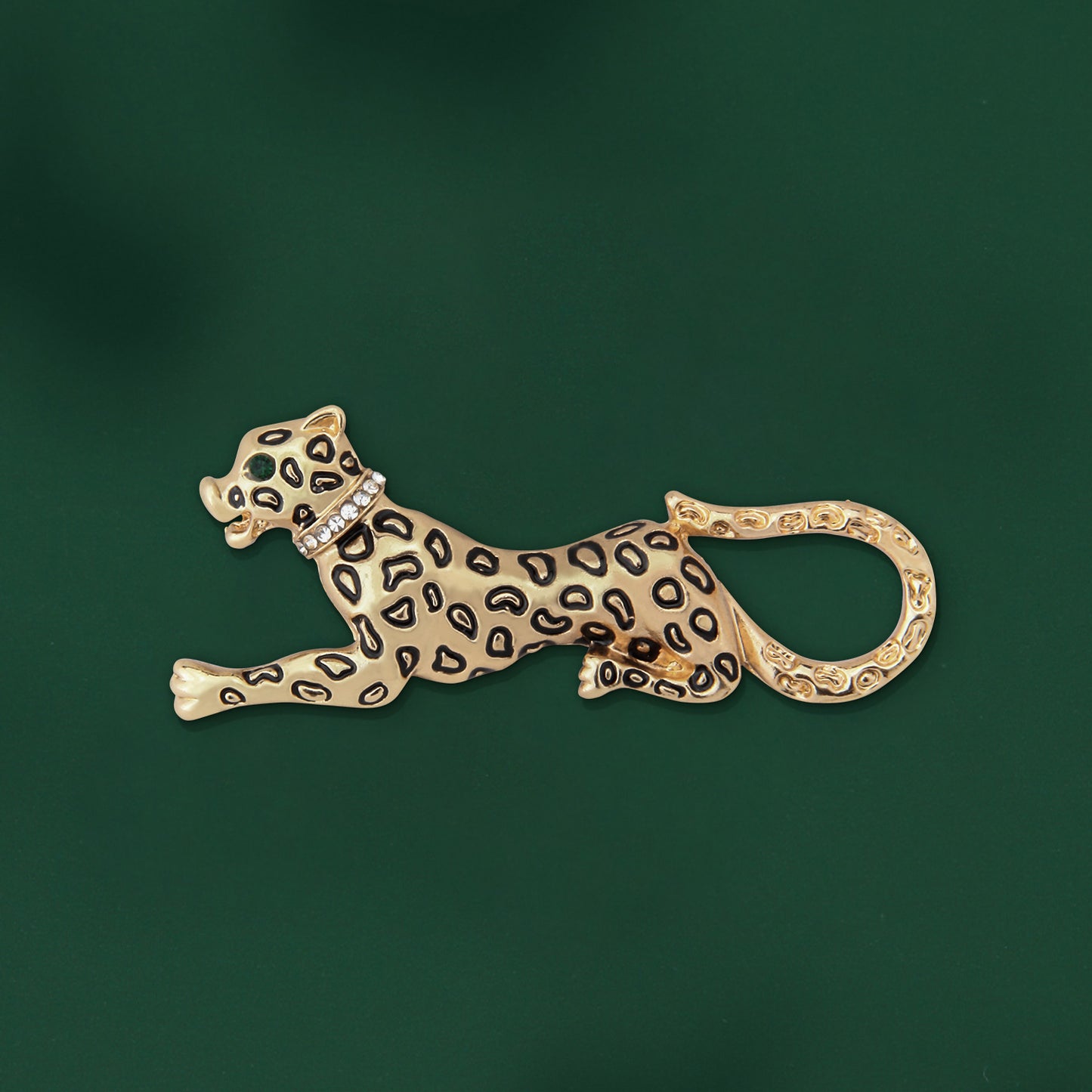 UJOY Gold Leopard Print Brooch Temperament Fashion Diamond-encrusted Brooch Gifts for Men and Women