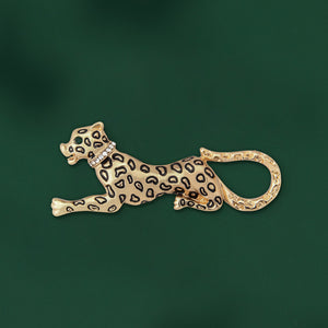 UJOY Gold Leopard Print Brooch Temperament Fashion Diamond-encrusted Brooch Gifts for Men and Women
